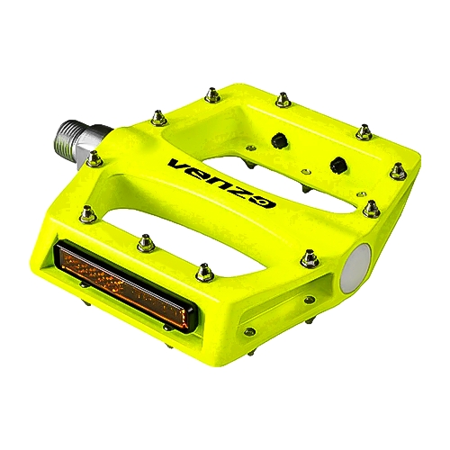 1 PEDALES VENZO VZ-E02B-001 9/16 BMX ALUM. C/REFLEX, AMARILLO NEON
